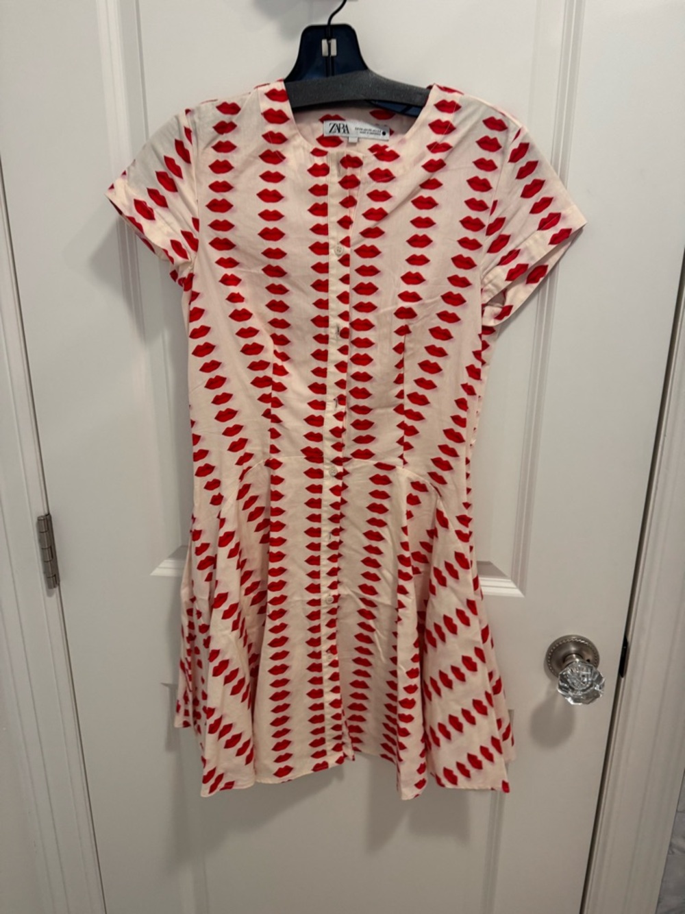 Zara Red Lip Print Mini Dress